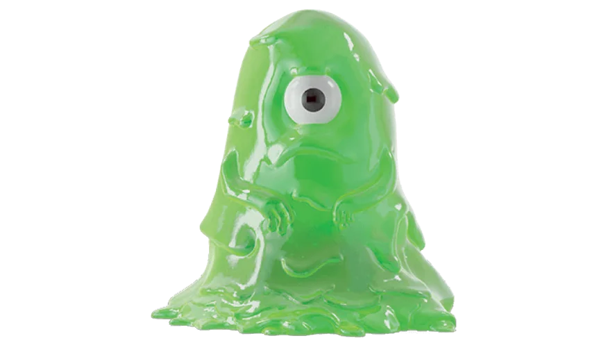 Un mostro di melma verde con un occhio solo viene utilizzato per rappresentare il biofilm.